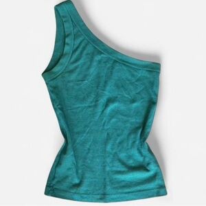 Michael Stars Y2K Green One-Shoulder Tank Top